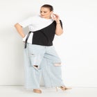 Colorblocked Tee With Stepped Hem image number null