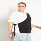 Colorblocked Tee With Stepped Hem image number null