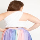  Asym Neckline Shirred Crop Top image number null