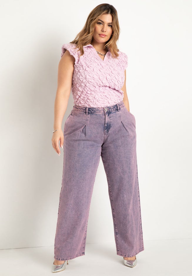 Crinkle Texture Collared Top image number 2