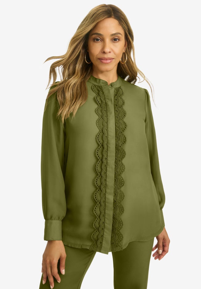 Eyelet Trim Blouse image number null