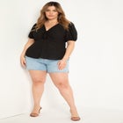 Tunnel Neck Blouse With Puff Sleeve image number null