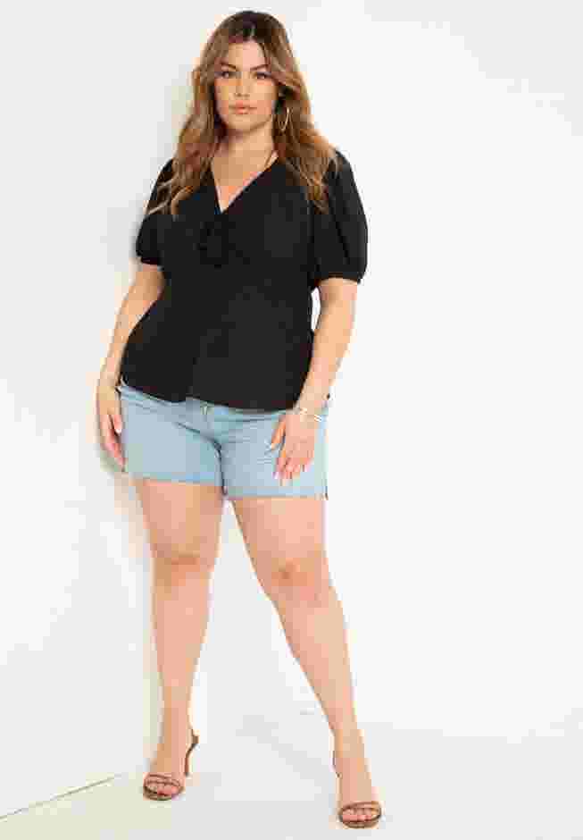 Tunnel Neck Blouse With Puff Sleeve image number 2