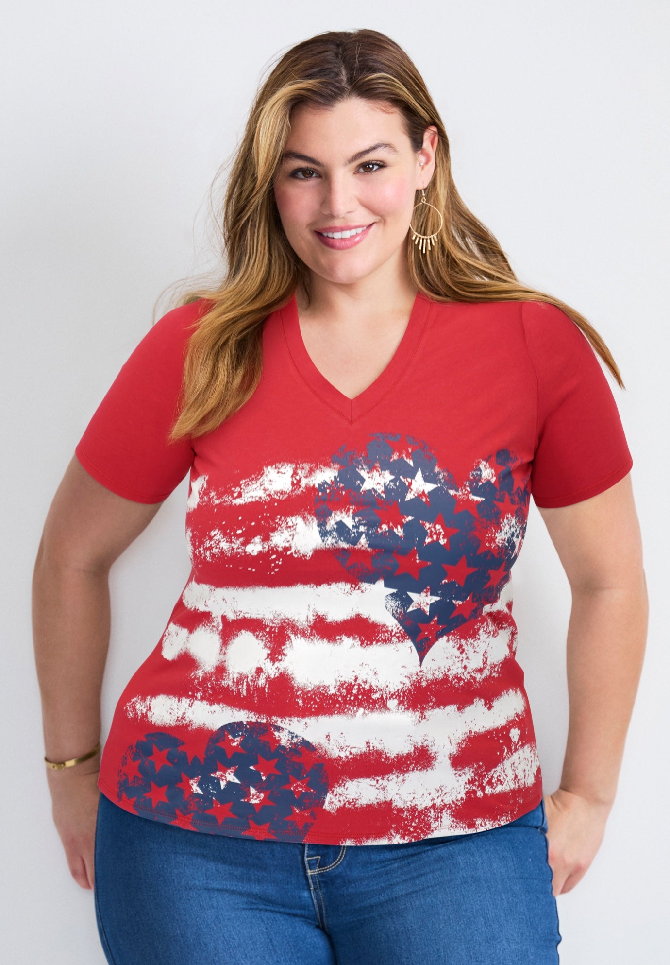 V-Neck Short Sleeve Graphic Tee image number 0