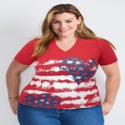 V-Neck Short Sleeve Graphic Tee image number null