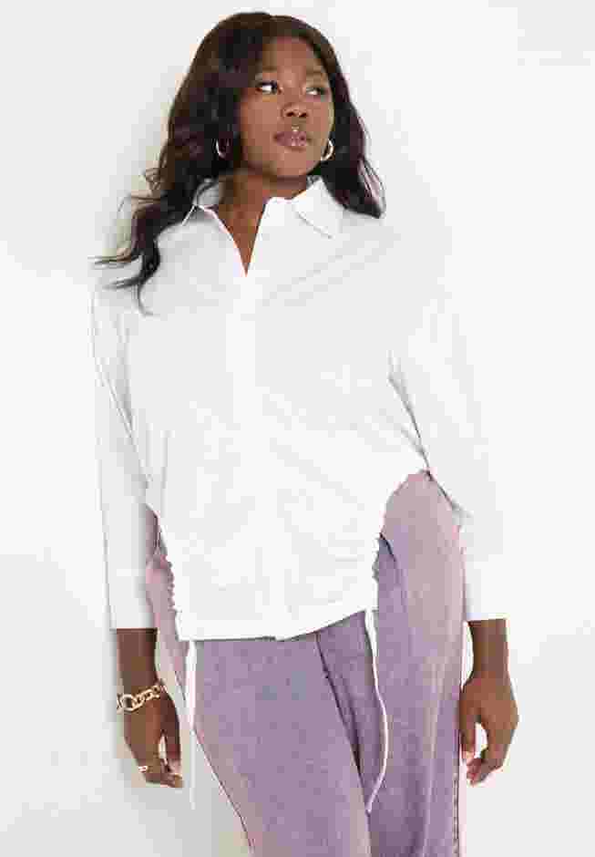 Tunnel Cutout Hem Button Down Shirt image number 0