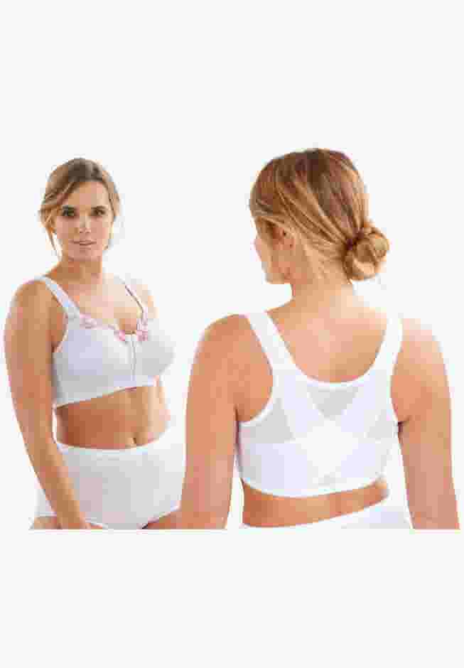 Front-Close Embroidered Wireless Posture Bra image number 4