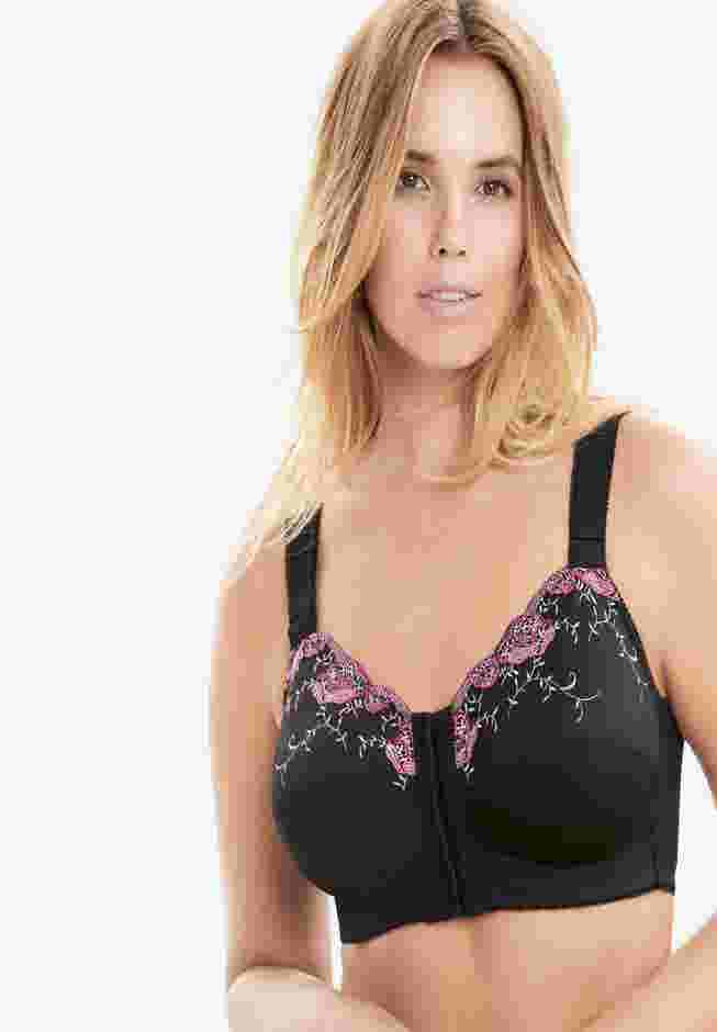 Front-Close Embroidered Wireless Posture Bra image number 0