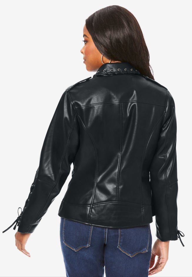 Faux Leather Moto Jacket image number null