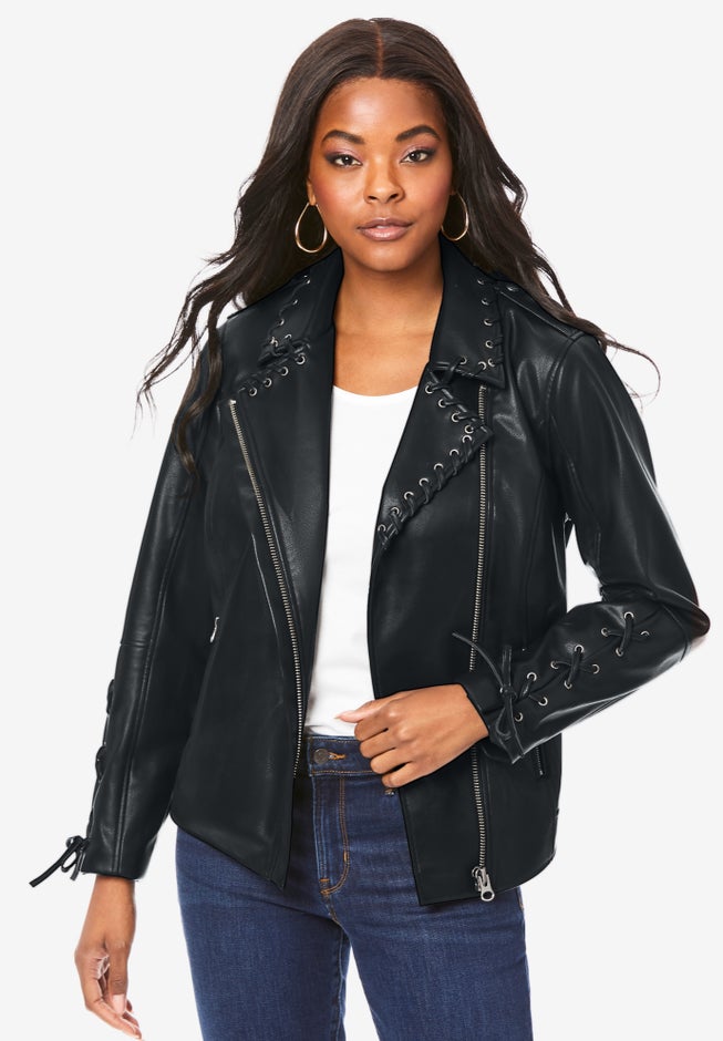 Faux Leather Moto Jacket image number null