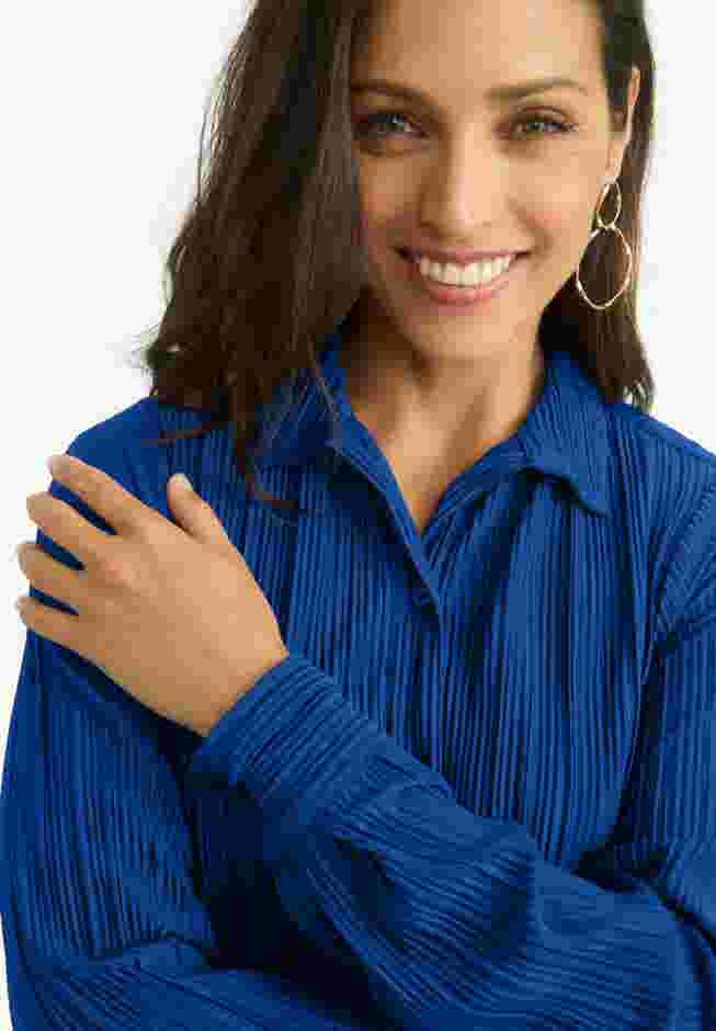 Plisse Button-Front Blouse image number 3