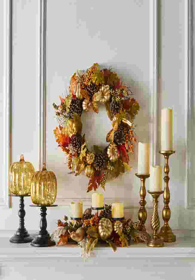 11"H x 6"Diam. Pre-Lit Mercury Glass Pumpkin on Metal Stand image number 3