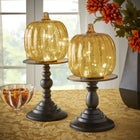 11"H x 6"Diam. Pre-Lit Mercury Glass Pumpkin on Metal Stand image number null