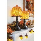 14&frac12;"H x 6"Diam Pre-Lit Mercury Glass Pumpkin on Metal Stand image number null