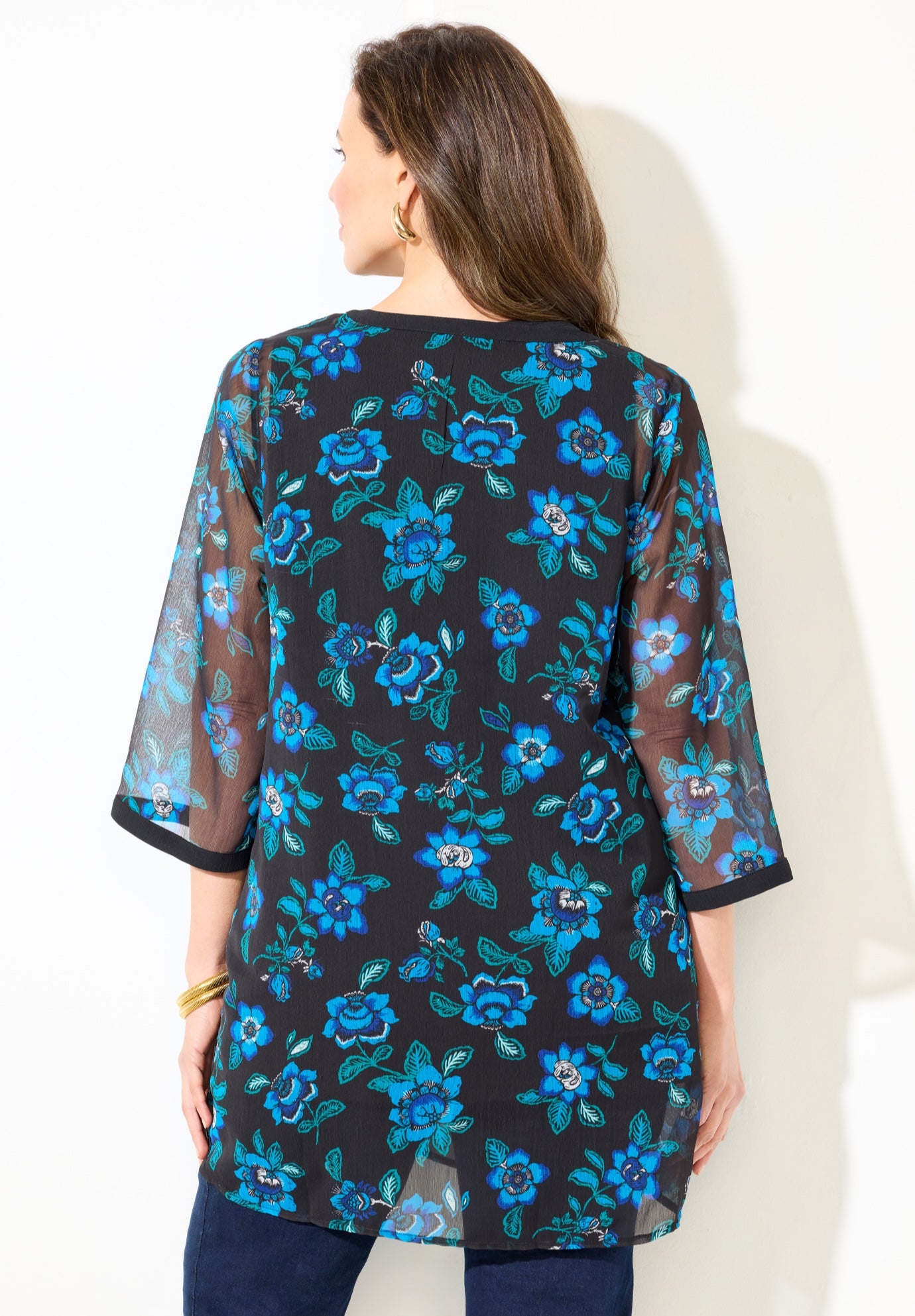 Y-Neck Half Placket Blouse image number 2