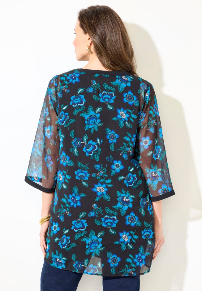 Y-Neck Half Placket Blouse image number 2