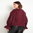 Combo Flounce Sleeve Sweatshirt image number null