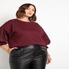 Combo Flounce Sleeve Sweatshirt image number null