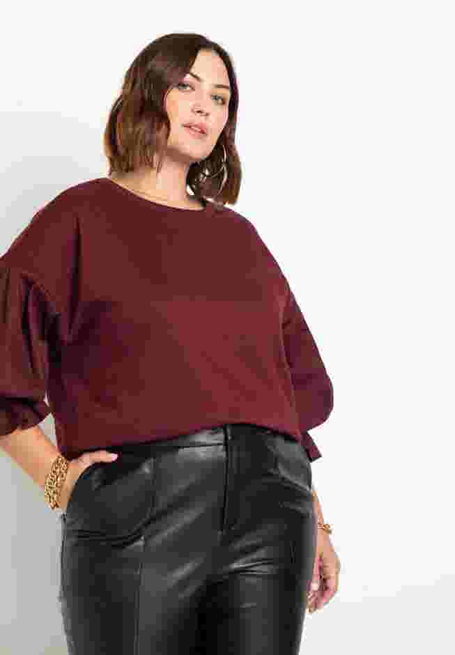 Combo Flounce Sleeve Sweatshirt image number 0