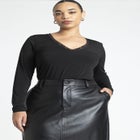 Lace Trim V-Neck Top image number null