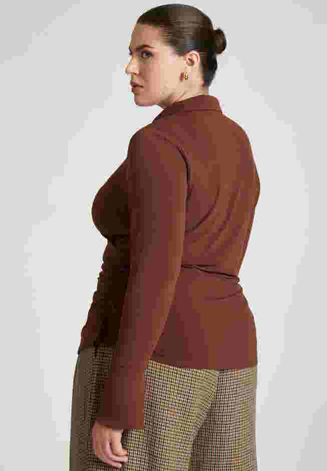 Stretch Wrap Top With Collar image number 1