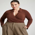 Stretch Wrap Top With Collar image number null