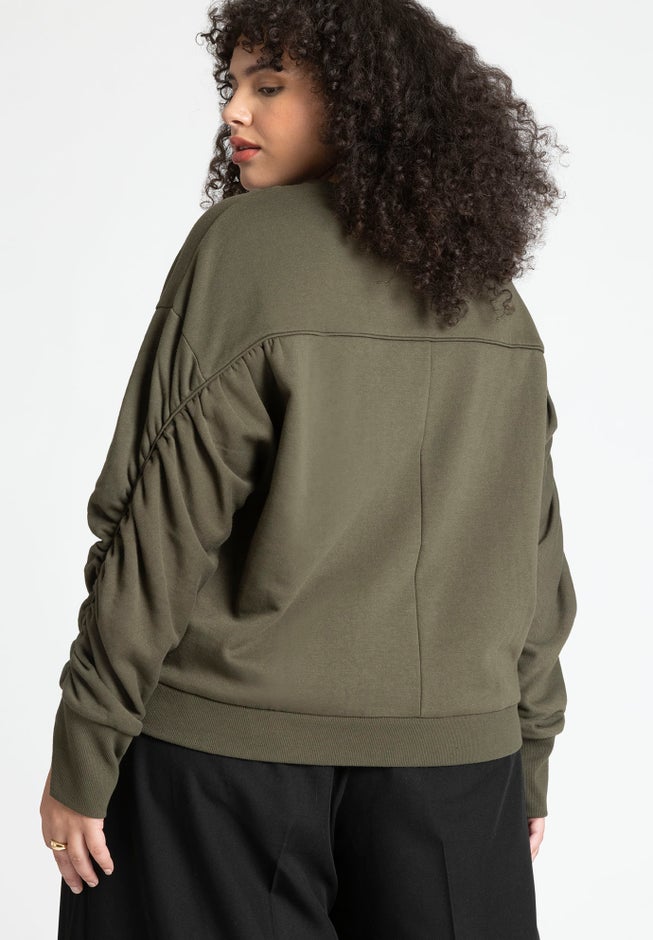 Shirred Sleeve Sweatshirt image number null