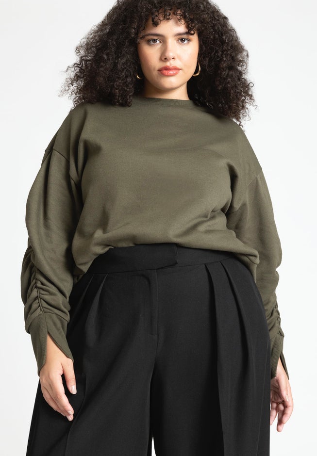 Shirred Sleeve Sweatshirt image number null