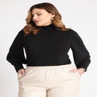 Mock Neck Voluminous Sleeve Top image number null