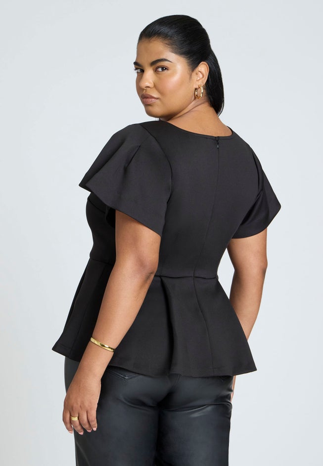 Flare Sleeve Peplum Top image number 1