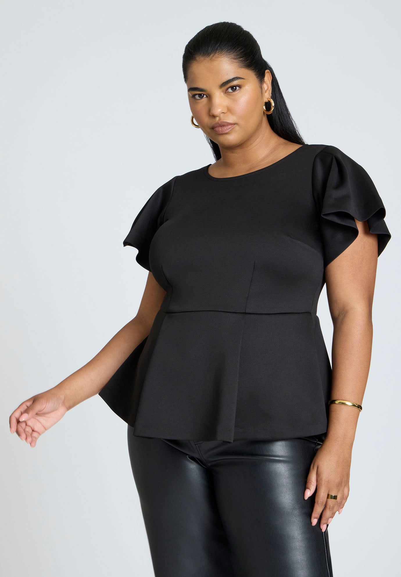 Flare Sleeve Peplum Top image number 0