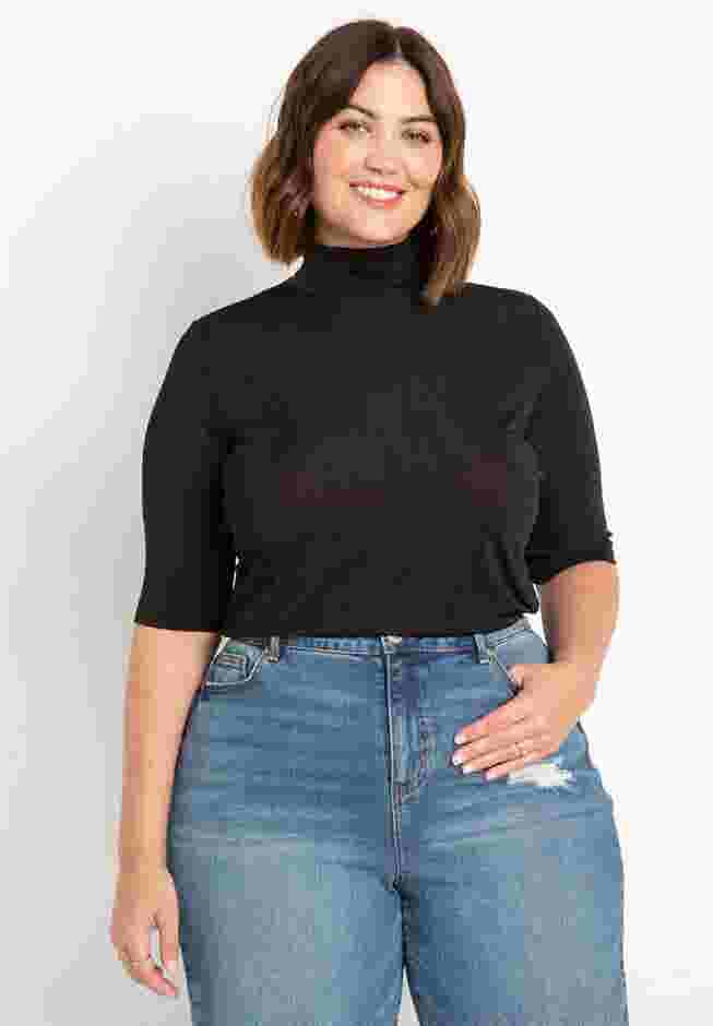 Elbow Sleeve Mock Neck Top image number 0
