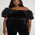 Puff Sleeve Tulle And Velvet Top image number null