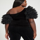 Puff Sleeve Tulle And Velvet Top image number null