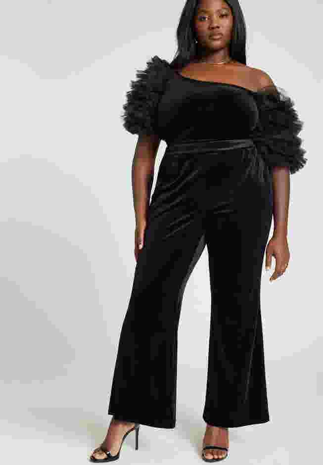 Puff Sleeve Tulle And Velvet Top image number 3