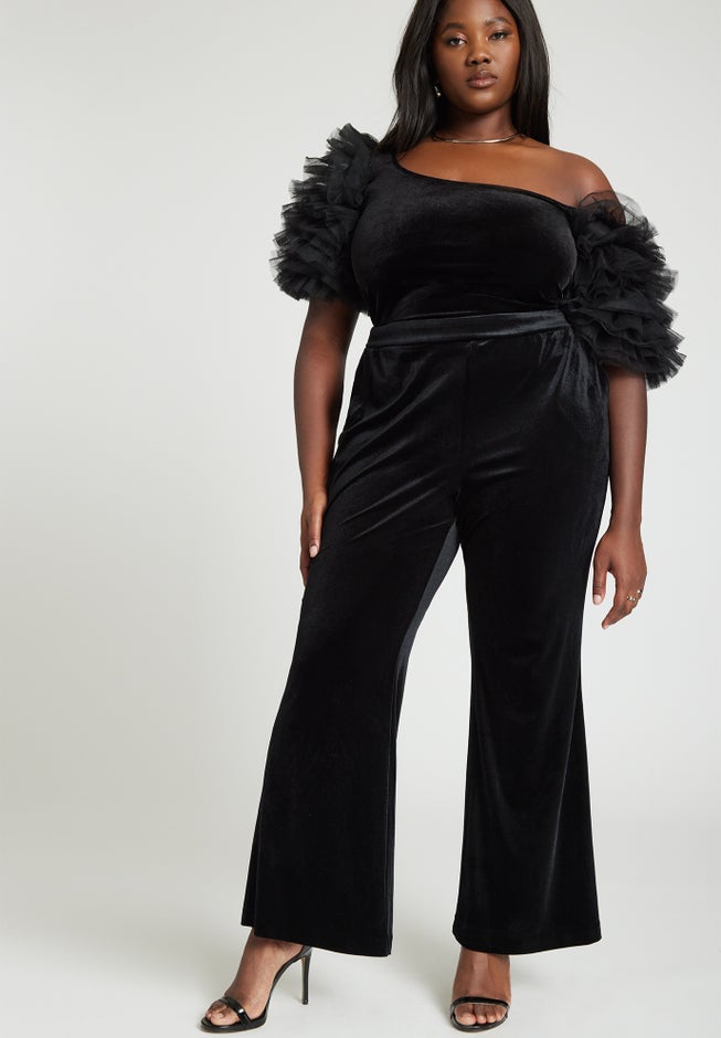 Puff Sleeve Tulle And Velvet Top image number null