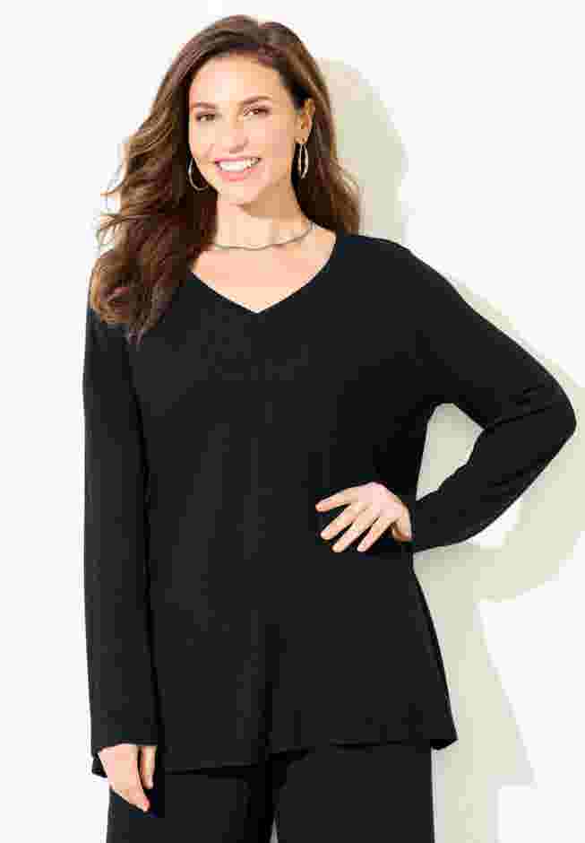 AnyWear Hacci Rib V-Neck Top image number 0