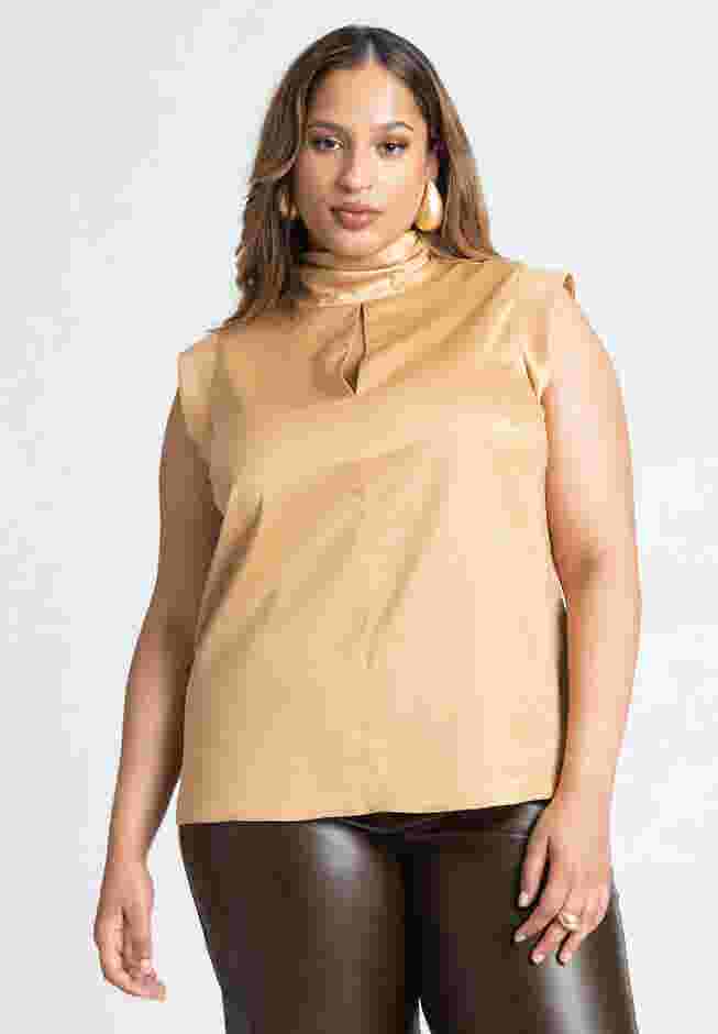 Mock Neck Top With Keyhole image number 0