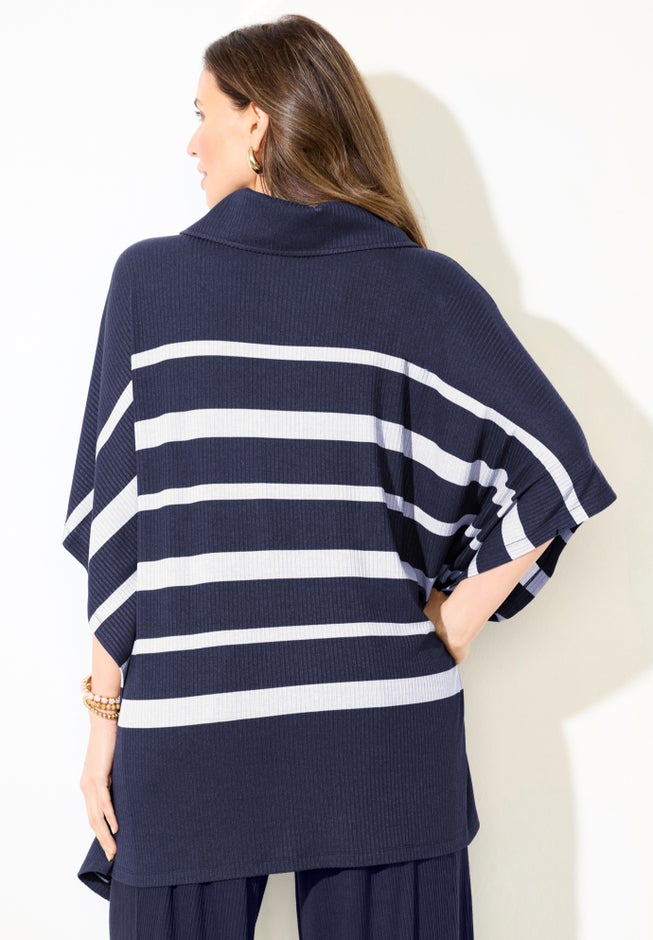 AnyWear Brushed Hacci Ribbed Poncho image number 1