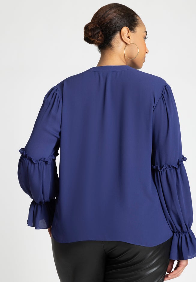 Ruffle Detail Blouse With Ties image number 2