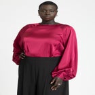 Poet Sleeve Blouse With Tie Back image number null