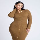 Mock Neck Rib Button Dress image number null