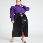 Shirred Mock Neck Blouse image number null