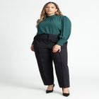 Shirred Mock Neck Blouse image number null