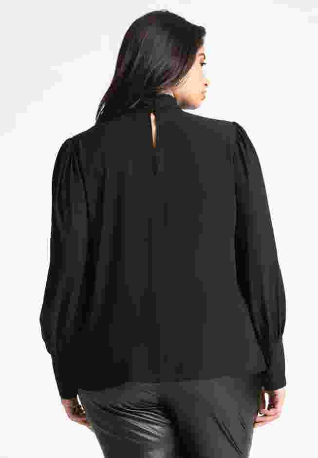 Shirred Mock Neck Blouse image number 1