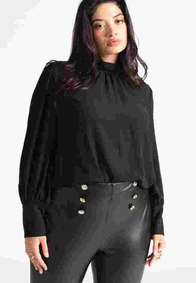 Shirred Mock Neck Blouse image number 0