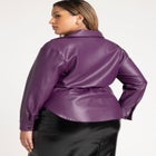 Faux Leather Long Sleeve Twist Top image number null