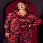 Printed Satin Button Down image number null