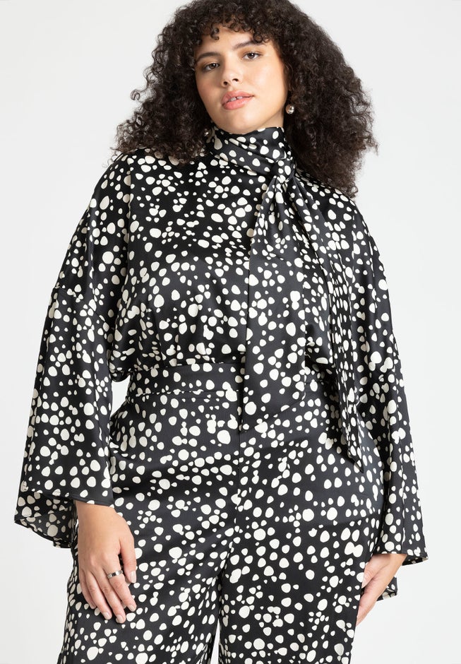 Tie Neck Cape Blouse image number 1