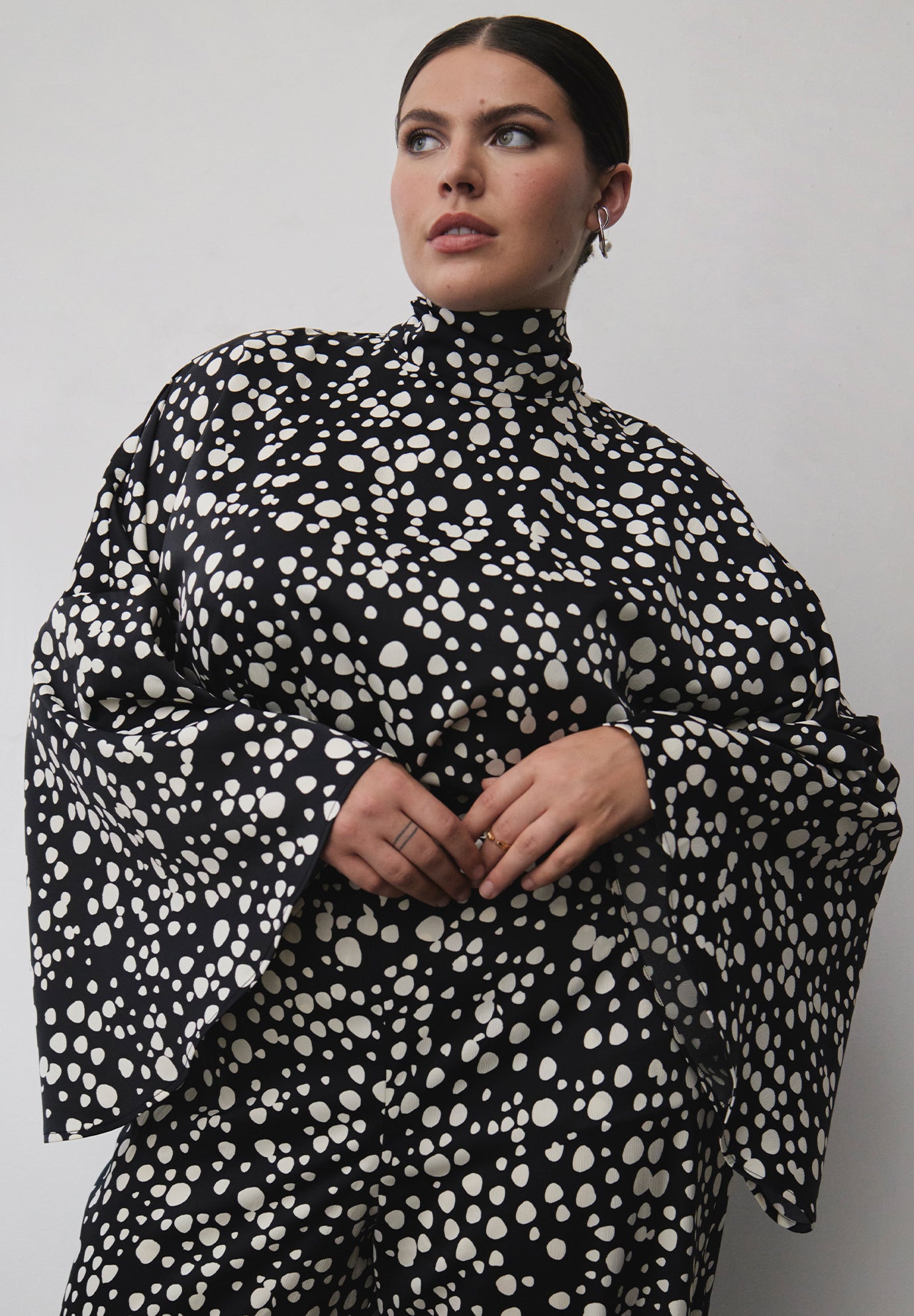 Tie Neck Cape Blouse image number 0